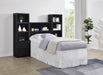 CoasterEveryday Westpark 49-inch twin bookcase headboard in black with open storage shelves
