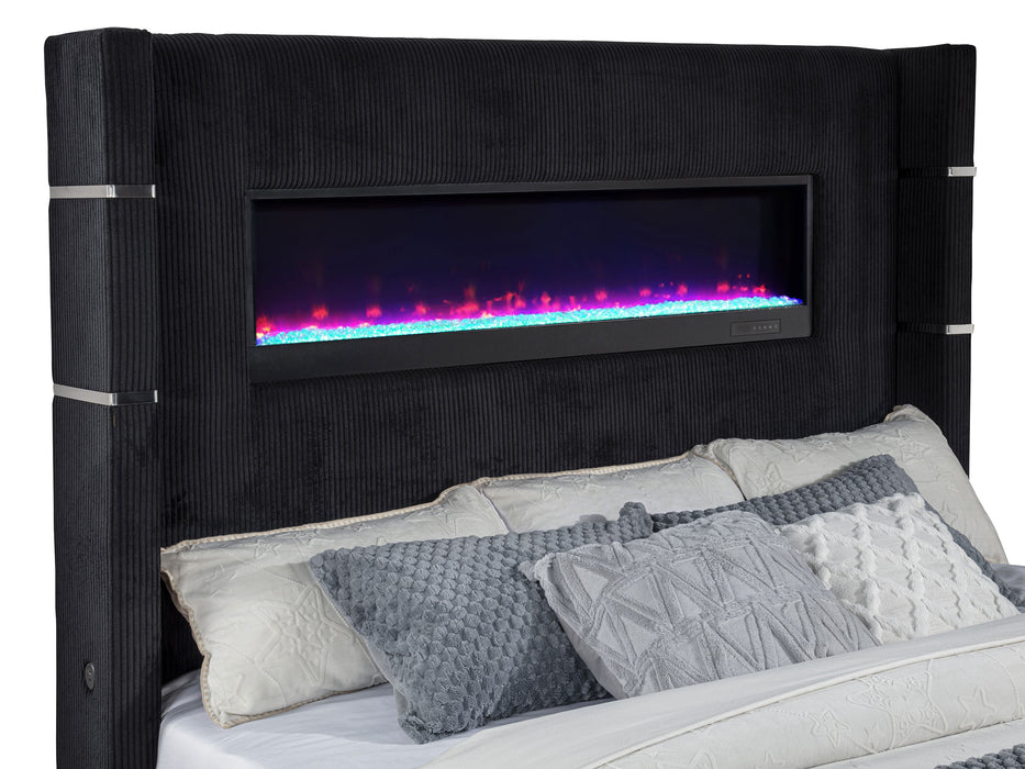 Tisdall California King Flame Visualizer TV Bed Black