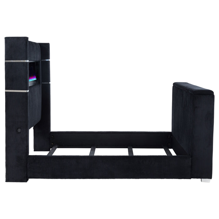 Tisdall Queen Flame Visualizer Wingback TV Bed Black