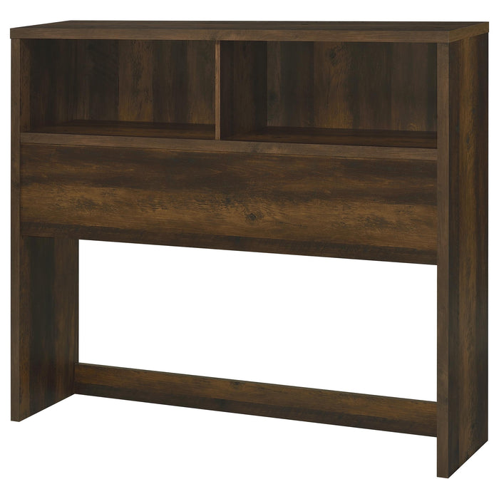 CoasterEveryday Westpark 49-inch full bookcase headboard in dark pine with open storage shelves