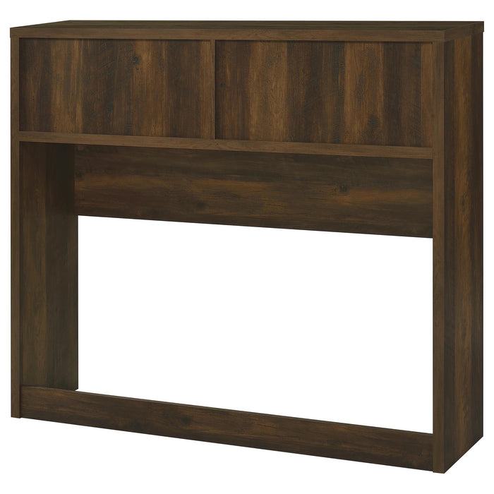 CoasterEveryday Westpark 49-inch full bookcase headboard in dark pine with open storage shelves