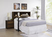 Dark pine Westpark 49-inch queen bookcase headboard from CoasterEveryday, featuring a classic wooden furniture design with storage shelves.