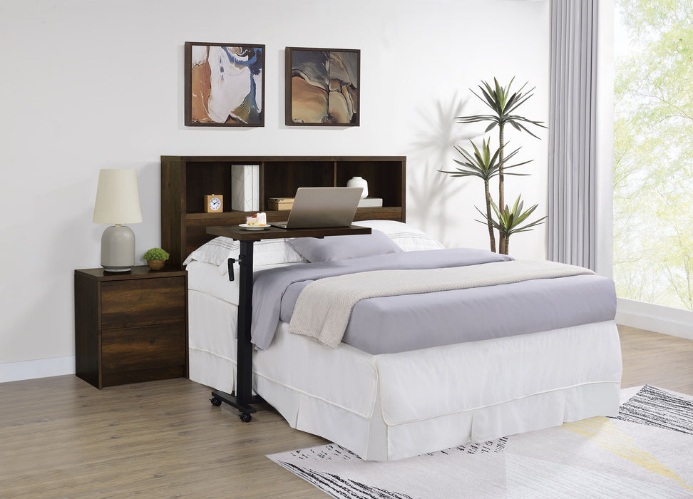 Dark pine Westpark 49-inch queen bookcase headboard from CoasterEveryday, featuring a classic wooden furniture design with storage shelves.