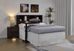 Dark pine Westpark 49-inch queen bookcase headboard by CoasterEveryday, featuring built-in shelves and classic furniture design.