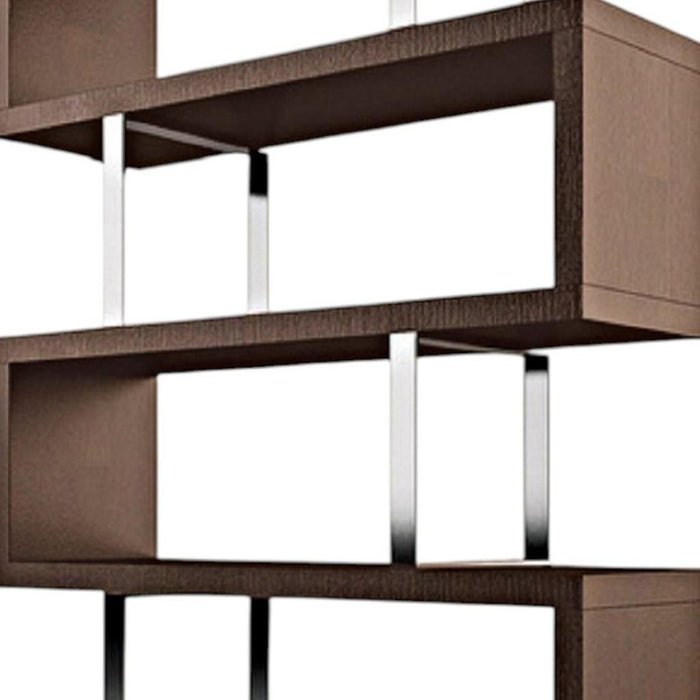 Three Tier Etagere Bookcase - Brown / Silver