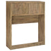 Westpark 49-inch twin bookcase headboard in mango finish, showcasing wood grain and built-in storage compartments.
