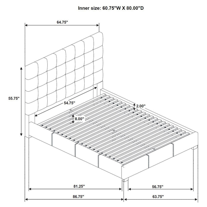 Medley Genuine Leather Queen Panel Platform Bed Black