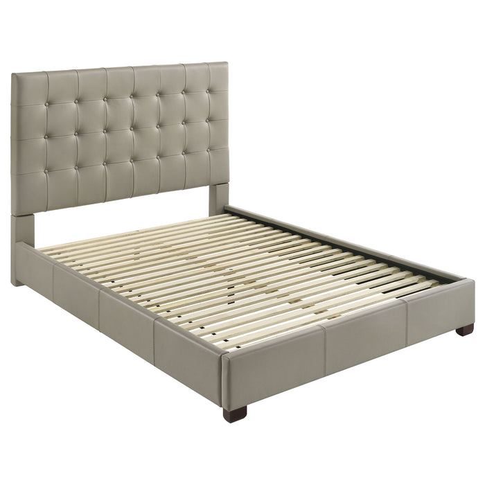 Medley Genuine Leather Queen Panel Platform Bed Tan