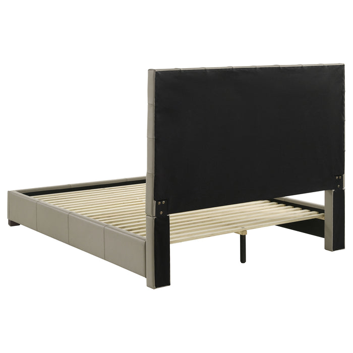 Medley Genuine Leather Queen Panel Platform Bed Tan