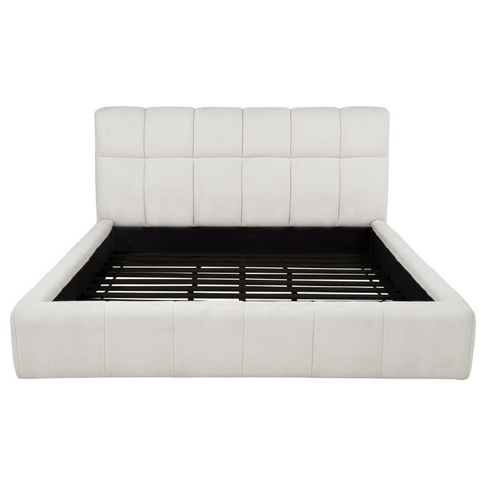 Nollet 48-inch Upholstered Eastern King Platform Bed Cream