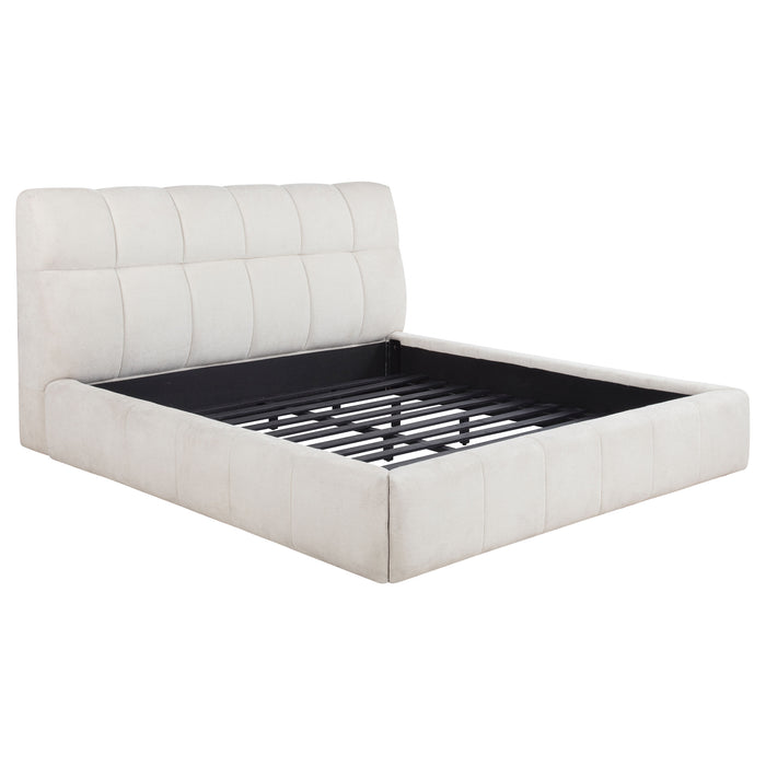Nollet 48-inch Upholstered California King Platform Bed Cream