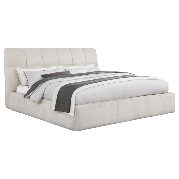 Nollet 48-inch Upholstered California King Platform Bed Cream
