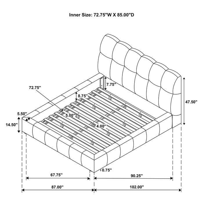 Nollet 48-inch Upholstered California King Platform Bed Cream