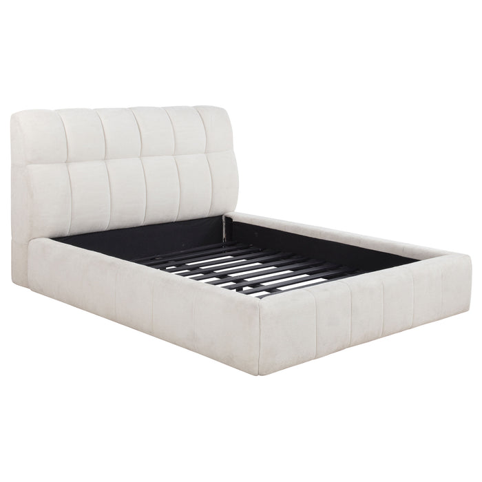Nollet 48-inch Upholstered Queen Panel Platform Bed Cream