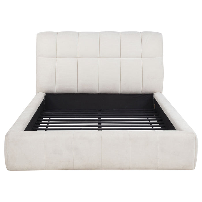 Nollet 48-inch Upholstered Queen Panel Platform Bed Cream