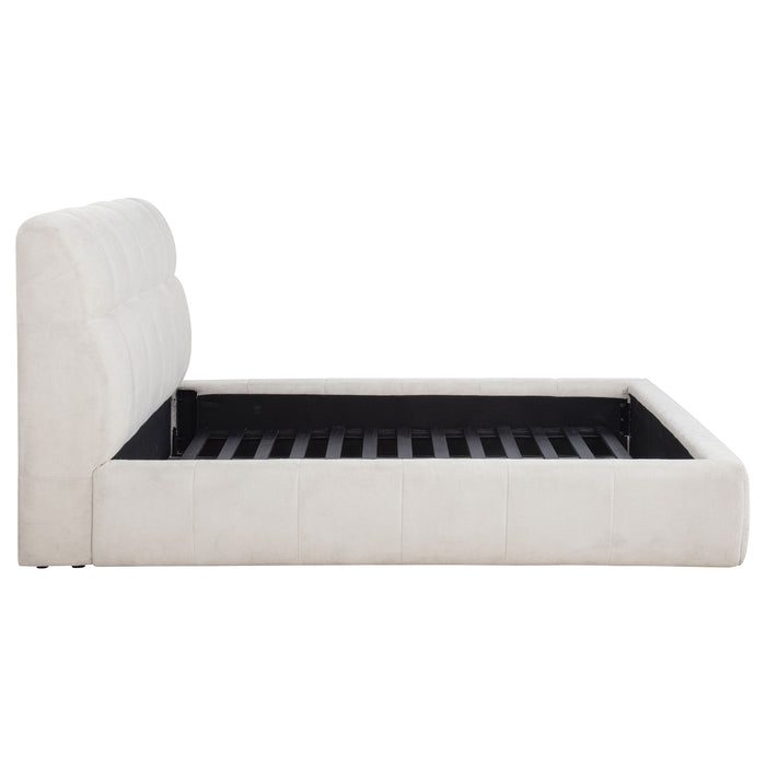 Nollet 48-inch Upholstered Queen Panel Platform Bed Cream