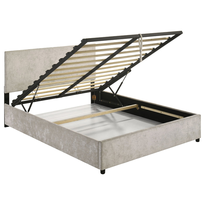 Reeves Upholstered Queen Lift-Top Storage Platform Bed Beige