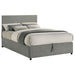 Grey Reeves upholstered full lift-top storage platform bed with tufted headboard and sturdy wooden frame, by CoasterEveryday.