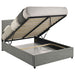 Grey upholstered full lift-top storage platform bed by CoasterEveryday with a sleek, modern design and sturdy wooden frame.