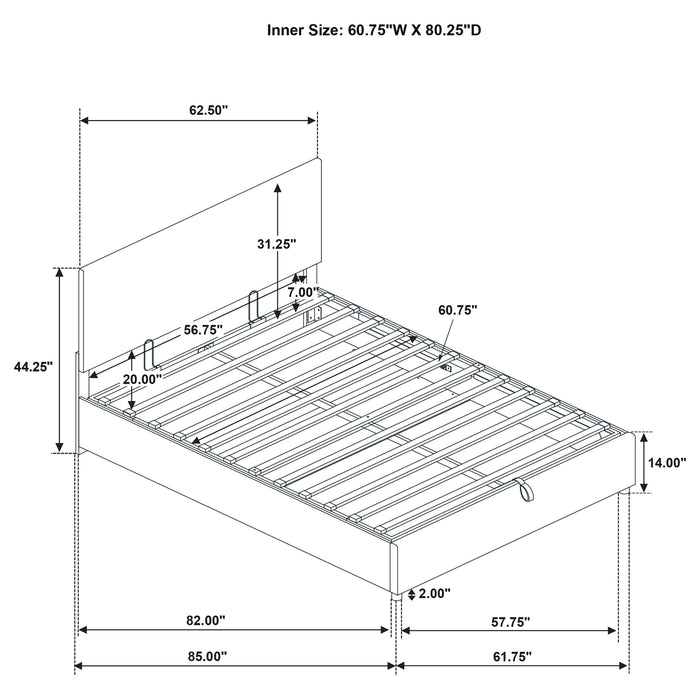 Reeves Upholstered Queen Lift-Top Storage Platform Bed Grey