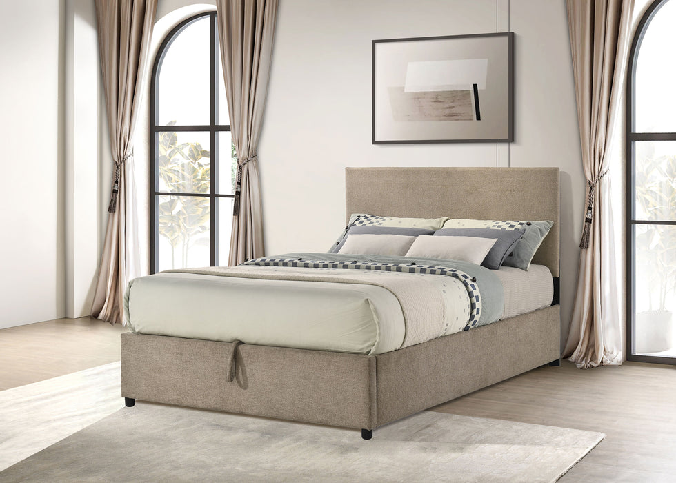 Reeves Upholstered Full Lift-Top Storage Platform Bed Tan