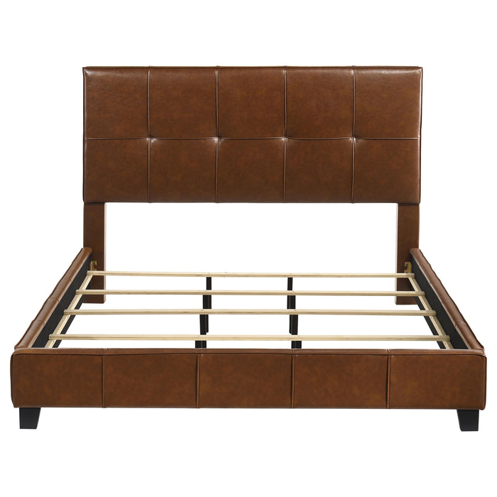 Farrell California King Faux Leather Panel Bed Brown
