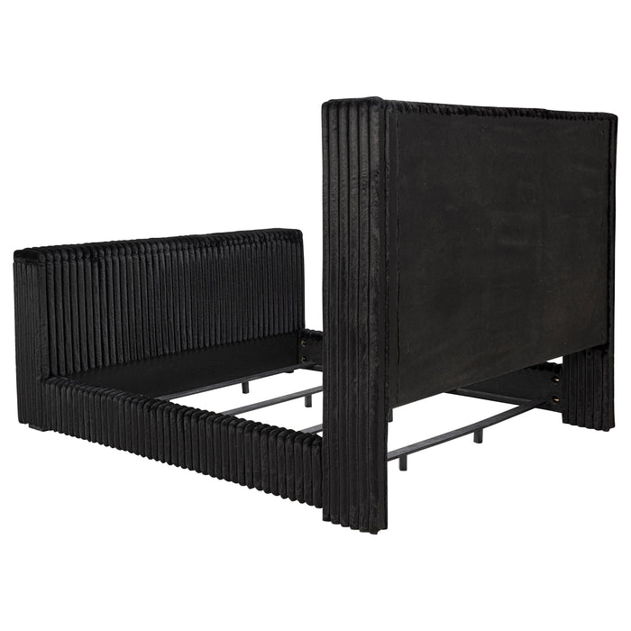 Centergrove Upholstered Eastern King Wingback TV Bed Black