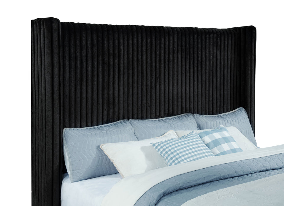 Centergrove Upholstered California King Wingback TV Bed Black
