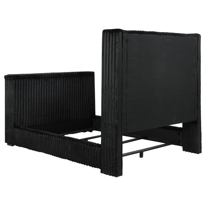 Centergrove Upholstered Queen Wingback TV Bed Black