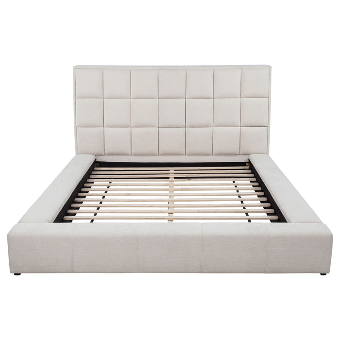 Dreux Upholstered California King Panel Platform Bed Cream
