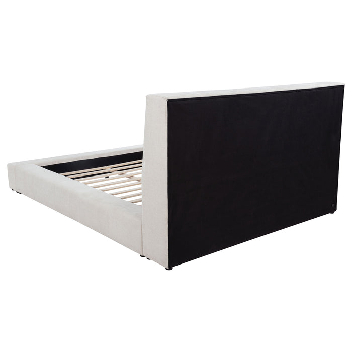 Dreux Upholstered California King Panel Platform Bed Cream