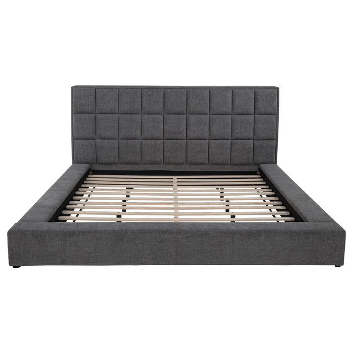 Dreux Upholstered Queen Panel Platform Bed Grey