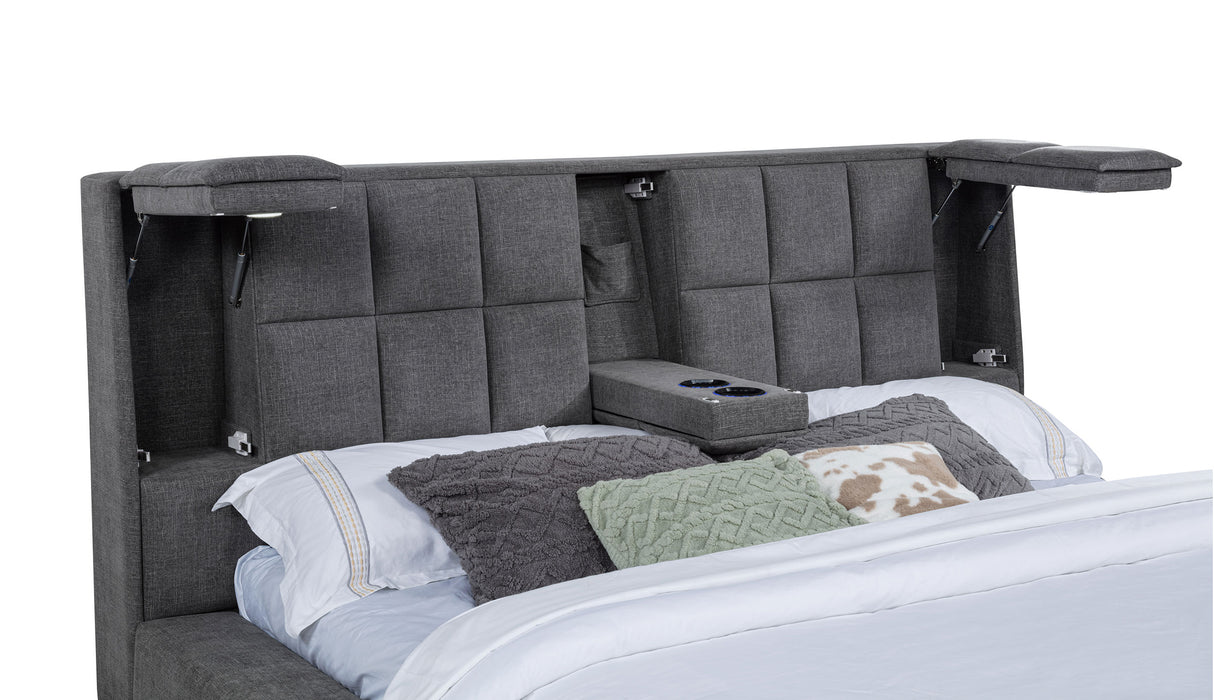 Dreux Upholstered Queen Panel Platform Bed Grey