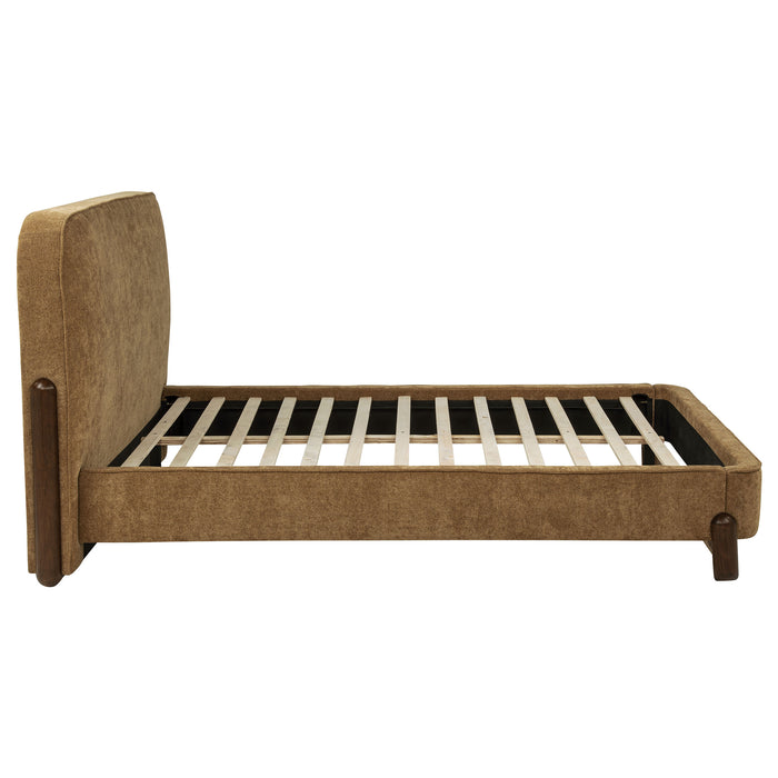 Baldacci Upholstered Queen Platform Bed Curry and Walnut