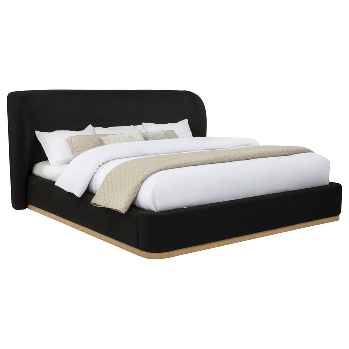Blaire Upholstered Eastern King Wingback Platform Bed Black