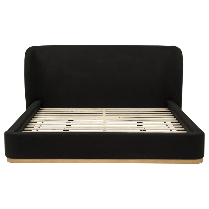 Blaire Upholstered Eastern King Wingback Platform Bed Black