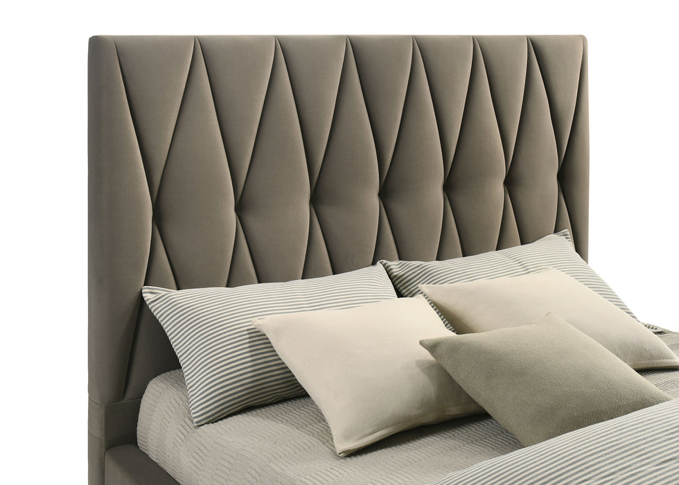 Delsea Upholstered Queen Panel Platform Bed Light Brown