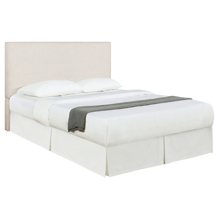 CoasterEveryday Pirro upholstered king panel headboard in sand fabric, front view