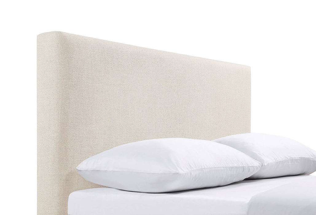 CoasterEveryday Pirro upholstered king panel headboard in sand fabric with vertical channel tufting