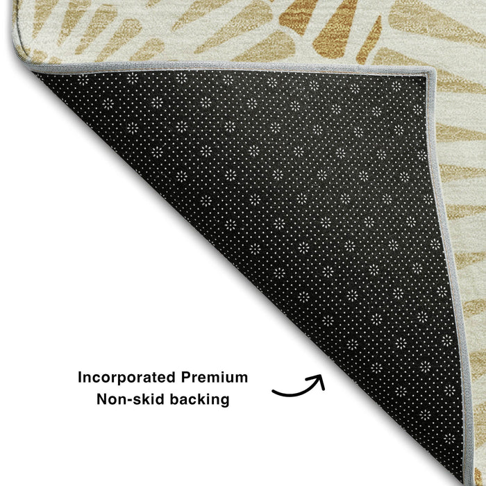 10' X 14' Geometric Washable Area Rug With UV Protection (669781) - Gold / Ivory