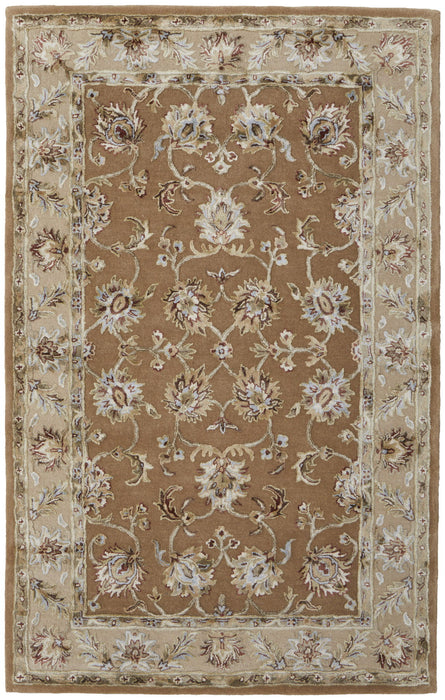 5' X 8' Floral Hand Tufted Area Rug - Tan And Ivory