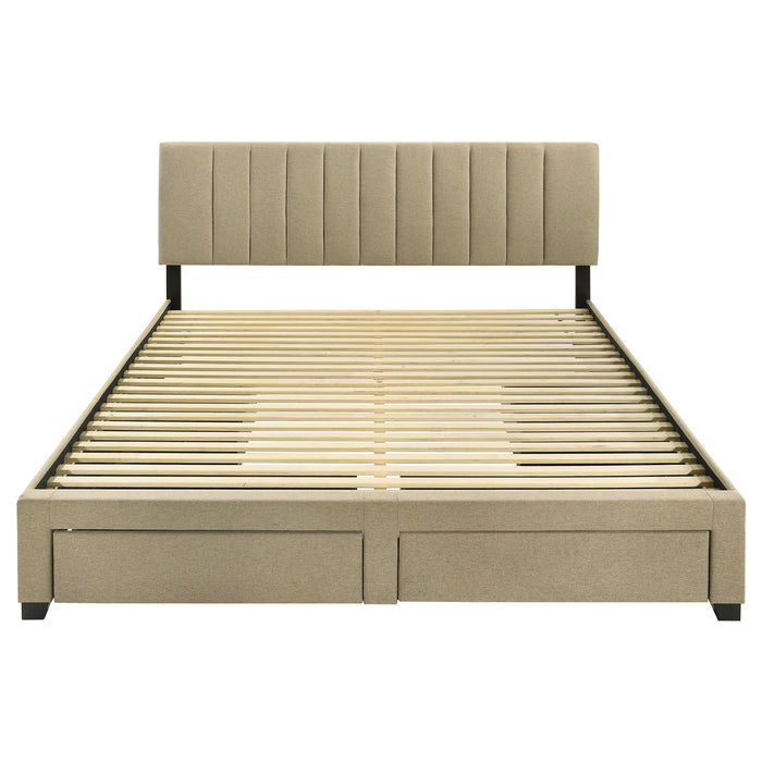 Wheatland 4-drawer Upholstered Eastern King Storage Bed Brown