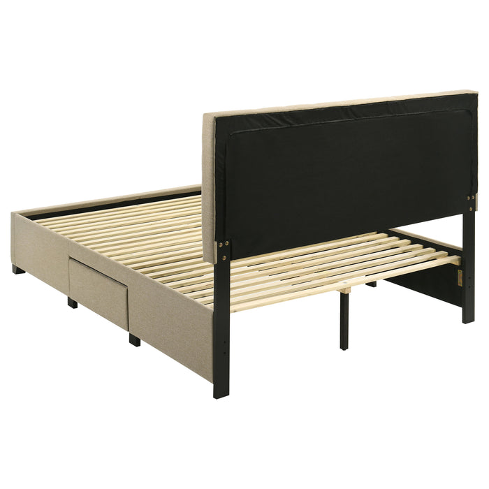 Wheatland 4-drawer Upholstered Queen Storage Bed Light Brown