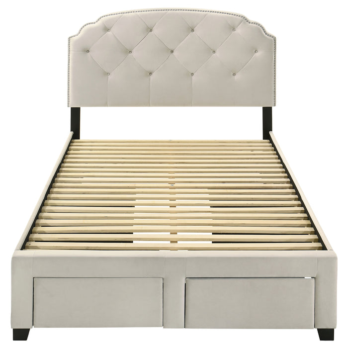 Marianna 4-drawer Upholstered Full Storage Bed Cream