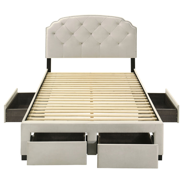Marianna 4-drawer Upholstered Full Storage Bed Cream