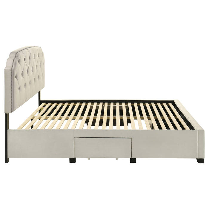 Marianna 4-drawer Upholstered Eastern King Storage Bed Cream