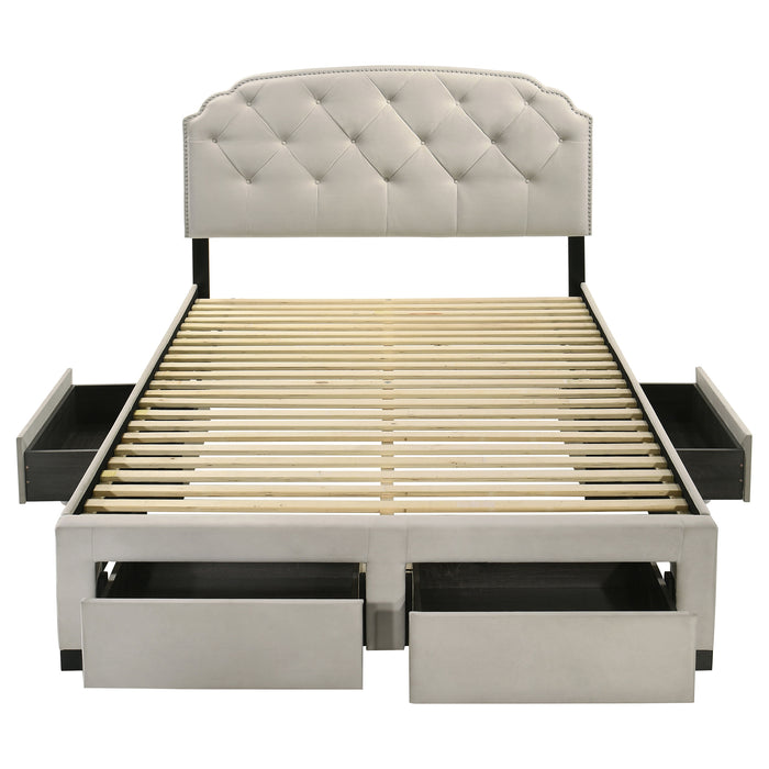 Marianna 4-drawer Upholstered Queen Storage Bed Cream