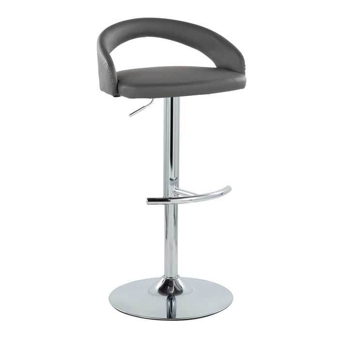 Grotto - Upholstered Adjustable Barstool - Chrome Metal Base