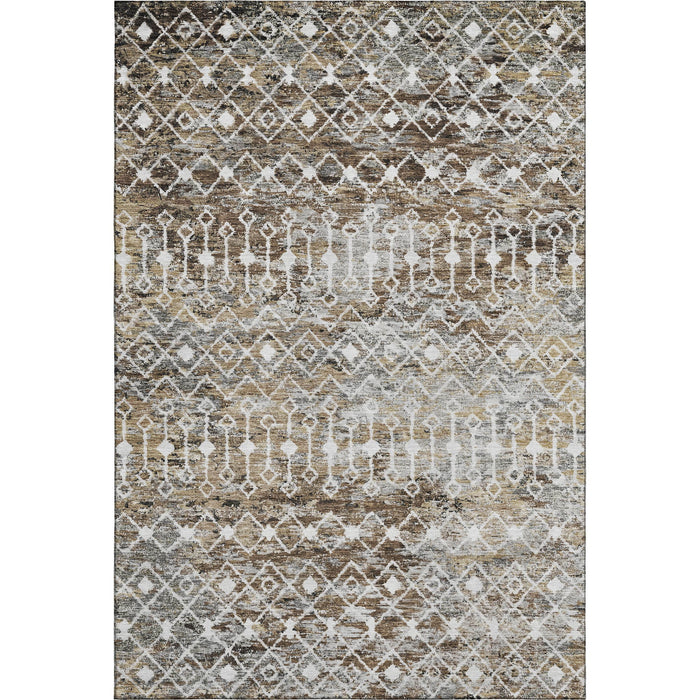 10' X 14' Geometric Washable Area Rug With UV Protection (695636) - Brown / Ivory / Gray