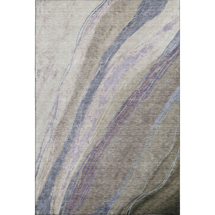 10' X 14' Abstract Washable Area Rug With UV Protection (715531) - Coffee / Purple